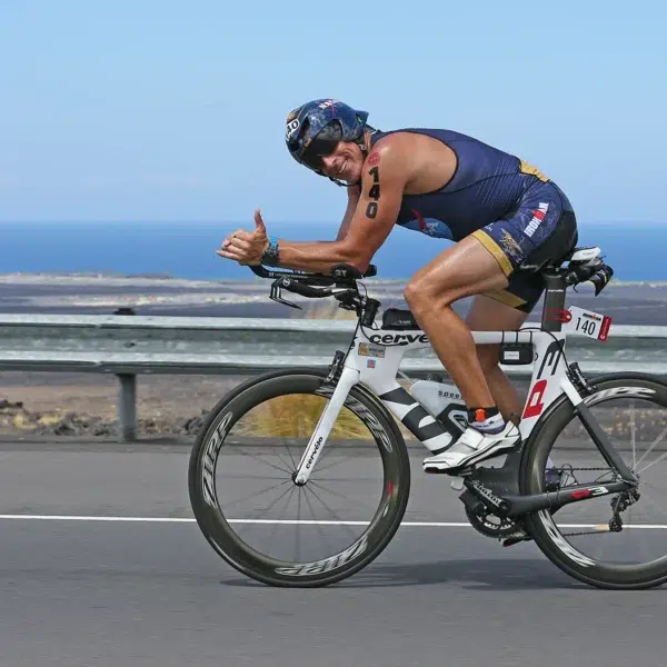 Chris Cassidy Cycling During Ironman Kona Astronaut Chris Cassidy giving a thumbs up during the cycling portion of the Ironman World Championship.