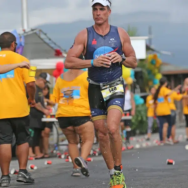 Chris Cassidy during Ironman triathlon in Hawaii Chris Cassidy focused during the intense running leg of the Ironman triathlon in Hawaii.